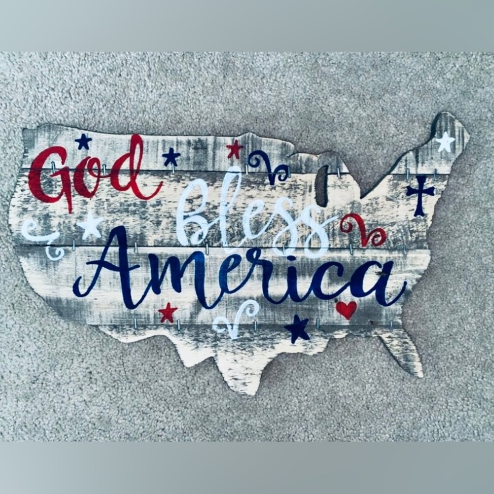 God Bless America Rustic Wood Wall Art
